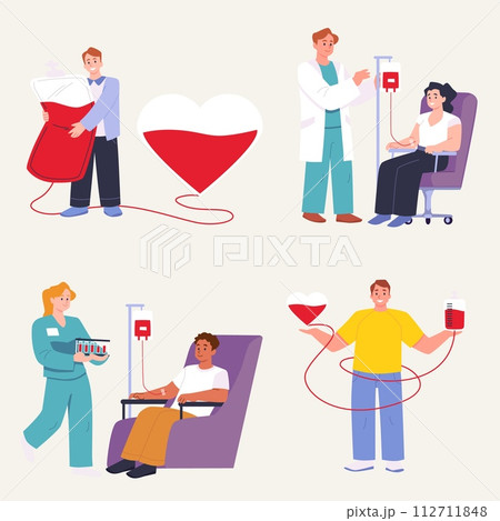 People donating blood set. 112711848