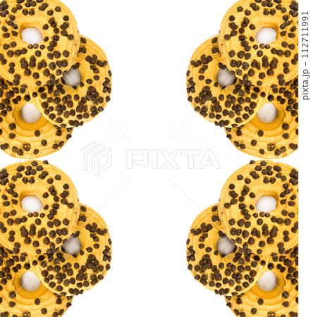 Cookies isolated on a white . Collage. Free space for text. Cookies isolated on a white . Collage. Free space for text. 112711991
