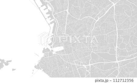 Background Marseille map, France, white and light grey city poster. Vector map with roads and water. 112712356