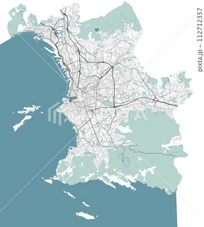 Map of Marseille, France. Detailed city map, metropolitan area. 112712357