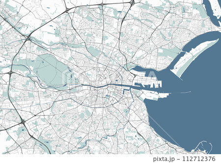 Map of Dublin, Ireland. Detailed city map, metropolitan area. Map of Dublin, Ireland. Detailed city map, metropolitan area. 112712376