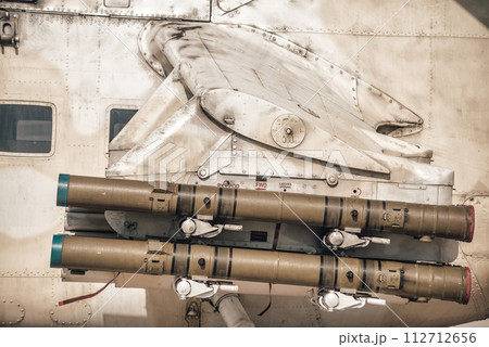 Anti-tank guided missile on helicopter wing Anti-tank guided missile on helicopter wing 112712656