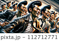 AI-generated content. Dancing Japanese Rockabilly Rocker, Manga style Portrait 112712771