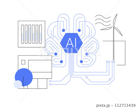 AI-Optimized Smart Grids abstract concept vector illustration. 112713439