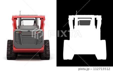 Rent Large Track Skidloader back view 3d rendr on white with alpha 112713512