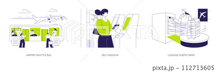 Airport services abstract concept vector illustrations. Airport services abstract concept vector illustrations. 112713605