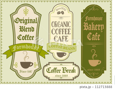 アンティークな雰囲気のラベル・囲み罫素材です。 アンティークな雰囲気のラベル・囲み罫素材です。 112713888