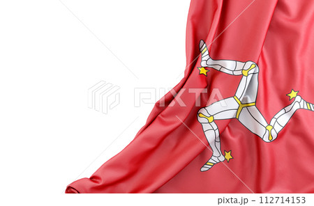 Flag of Isle of Man with empty space on the left. Isolated. 3D Rendering 112714153