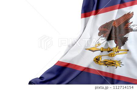Flag of American Samoa with empty space on the left. Isolated. 3D Rendering Flag of American Samoa with empty space on the left. Isolated. 3D Rendering 112714154
