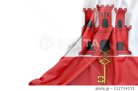 Flag of Gibraltar with empty space on the left. Isolated. 3D Rendering 112714155