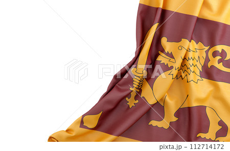Flag of Sri Lanka with empty space on the left. Isolated. 3D Rendering 112714172