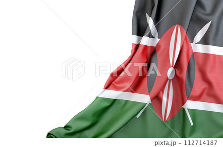 Flag of Kenya with empty space on the left. Isolated. 3D Rendering 112714187