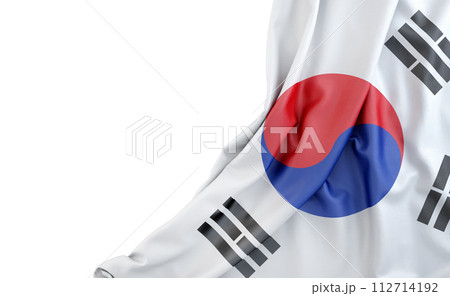Flag of South Korea with empty space on the left. Isolated. 3D Rendering 112714192