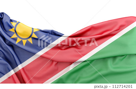 Flag of Namibia isolated on white background with copy space above. 3D rendering 112714201