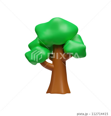 Green tree 3D realistic vector, render volume oak or linden forest plant, flora game asset, nature design element Green tree 3D realistic vector, render volume oak or linden forest plant, flora game asset, nature design element 112714415