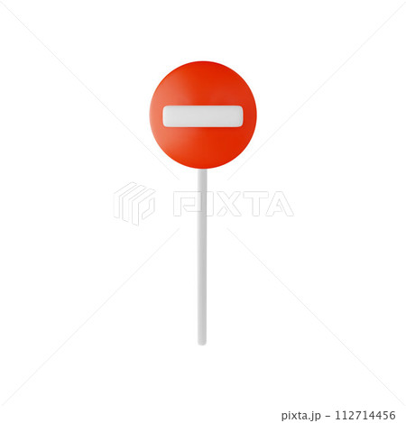3D red stop sign on pole vector illustration 3D red stop sign on pole vector illustration 112714456