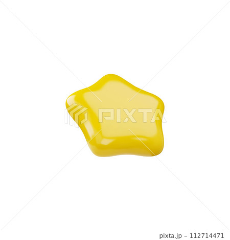 3D vector icon of a five-pointed star in yellow color on an isolated background. 112714471