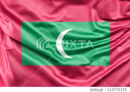 Ruffled Flag of Maldives. 3D Rendering 112715133