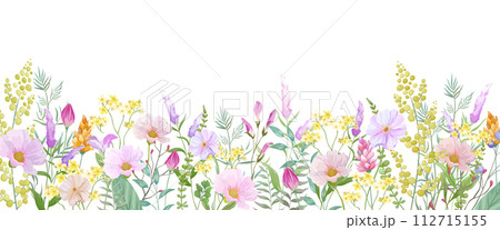 ピンクと紫の華やかな花の風景のフレーム。丸、四角、楕円の枠。 ピンクと紫の華やかな花の風景のフレーム。丸、四角、楕円の枠。 112715155
