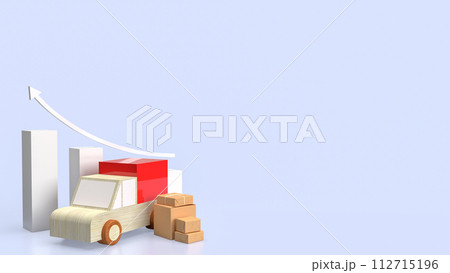 The Paper box and van truck for Delivery concept 3d rendering. The Paper box and van truck for Delivery concept 3d rendering. 112715196