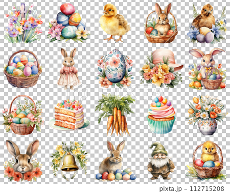 Delightful Watercolor Illustrations for Family Easter Traditions 112715208