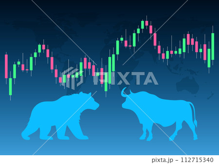 Bull bear market stock trade design. Bullish forex bearish market broker trend economic background. 112715340