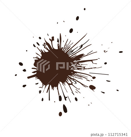 Splatter ink vector dirt stain brown brush. Paint inkblot black blob ink splatter grunge isolated 112715341