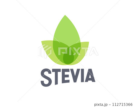 Stevia rebaudiana logo icon. Stevia leaf vector logo badge label plant natural extract. Herbal 112715366