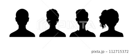 Avatar female male icon silhouette. Head profile user face anonymous person portrait illustration Avatar female male icon silhouette. Head profile user face anonymous person portrait illustration 112715372
