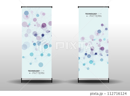 Modern geometric templates with connected lines and dots technology design 112716124
