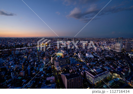 東京夜景 隅田川と台東区・墨田区 東京夜景 隅田川と台東区・墨田区 112716434