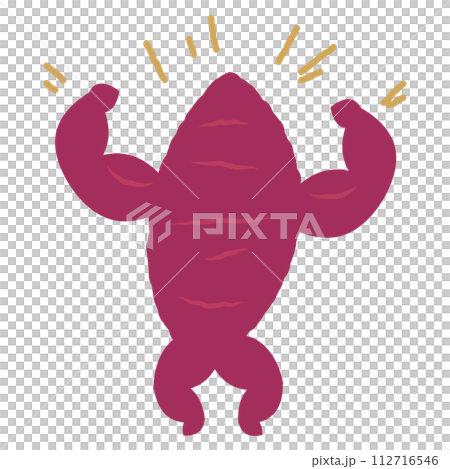 Human-shaped sweet potato with muscular muscles 112716546