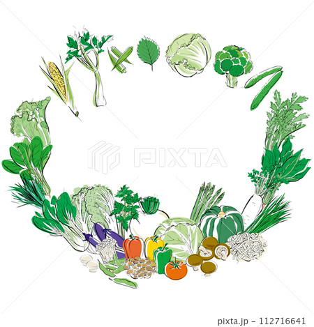フレームになった野菜の集合イラスト 112716641