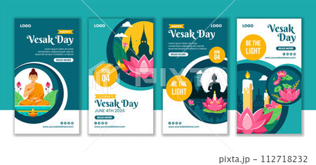 Vesak Day Social Media Stories Flat Cartoon Hand Drawn Templates Background Illustration 112718232