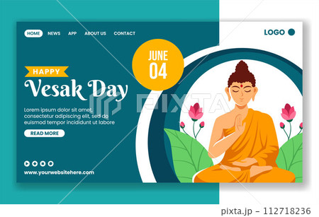 Vesak Day Social Media Landing Page Cartoon Hand Drawn Templates Background Illustration Vesak Day Social Media Landing Page Cartoon Hand Drawn Templates Background Illustration 112718236