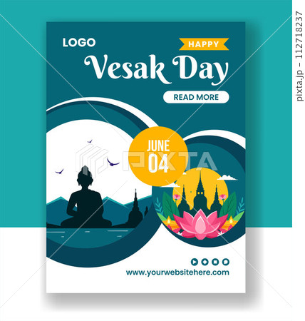 Vesak Day Vertical Poster Flat Cartoon Hand Drawn Templates Background Illustration Vesak Day Vertical Poster Flat Cartoon Hand Drawn Templates Background Illustration 112718237
