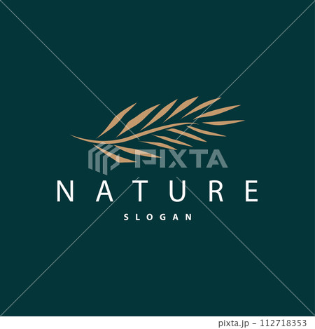 Palm Leaf Logo Design Vector Simple Minimalist Symbol Illustration Template Palm Leaf Logo Design Vector Simple Minimalist Symbol Illustration Template 112718353