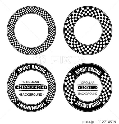 Circle checkered text labels Circle checkered text labels 112718519