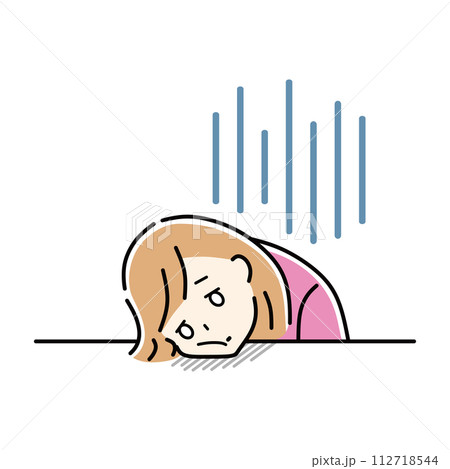 落ち込む女性のイラスト 112718544