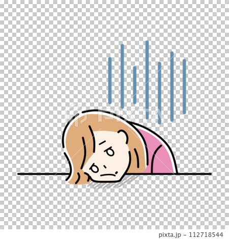 落ち込む女性のイラスト 112718544