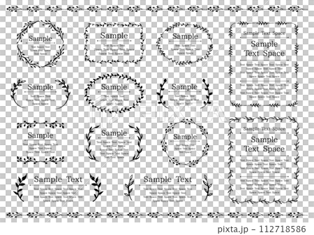 Set of plant motif frames and lines 112718586