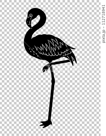 hand drawn flamingo silhouette material hand drawn flamingo silhouette material 112718941
