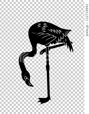 hand drawn flamingo silhouette material hand drawn flamingo silhouette material 112718942