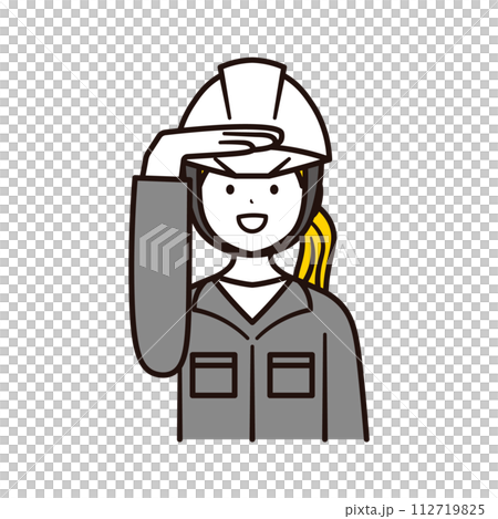 在建築工地檢查的日本女上班族上半身插畫素材 在建築工地檢查的日本女上班族上半身插畫素材 112719825
