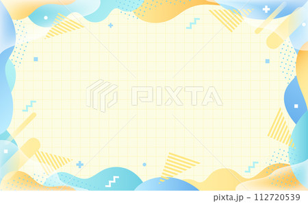 メンフィスとグラデーション 背景 黄色 水色 カラフル メンフィスとグラデーション 背景 黄色 水色 カラフル 112720539