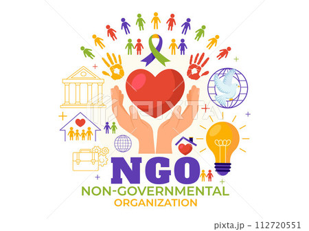 NGO or Non-Governmental Organization Vector Illustration to Serve Specific Social and Political Needs in Flat Cartoon Background 112720551