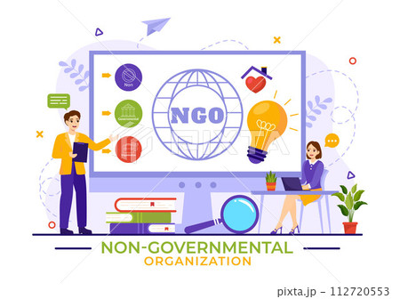 NGO or Non-Governmental Organization Vector Illustration to Serve Specific Social and Political Needs in Flat Cartoon Background 112720553