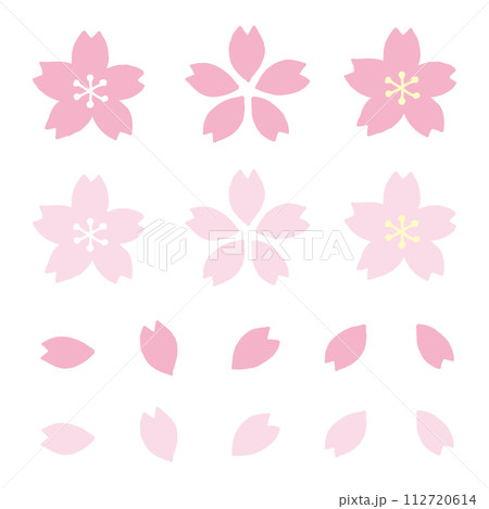 シンプルな桜と花びら 112720614