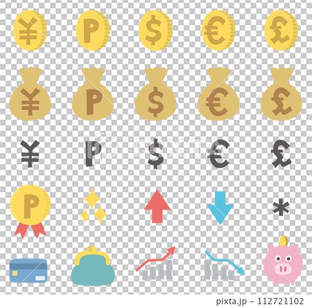 マネー関連のアイコン風イラスト(上り矢印赤色) マネー関連のアイコン風イラスト(上り矢印赤色) 112721102