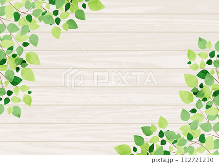 葉っぱ、板、対角、背景、イラスト、横型、かわいい 112721210